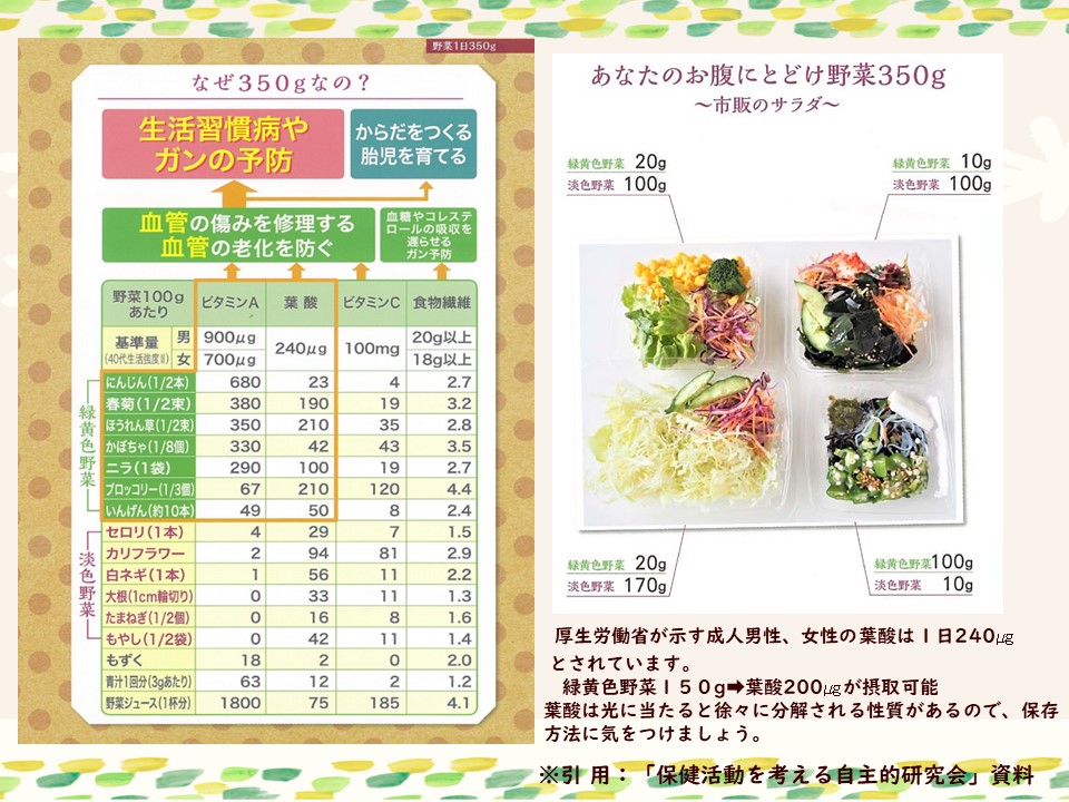 野菜週間葉酸 野菜週間葉酸